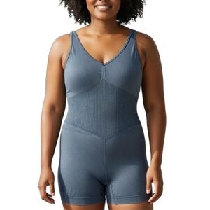 JoyLab Gray/Blue Women's Seamless Short Bodysuit | Size L